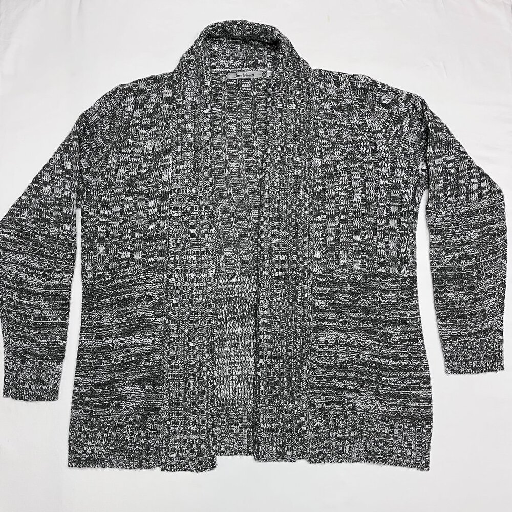 Jason Maxwell Sweater Grey Tone Marled Shawl Collar Tight Knit Cardigan , Large